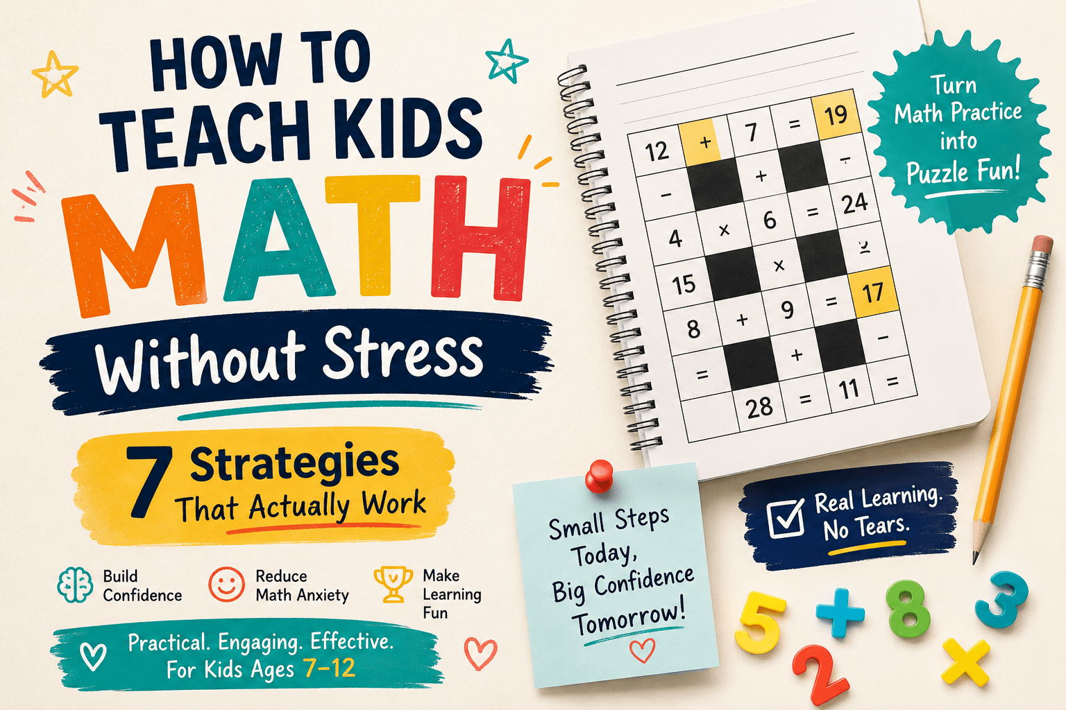 How to Teach Kids Math Without Stress: 7 Strategies That Actually Work cover