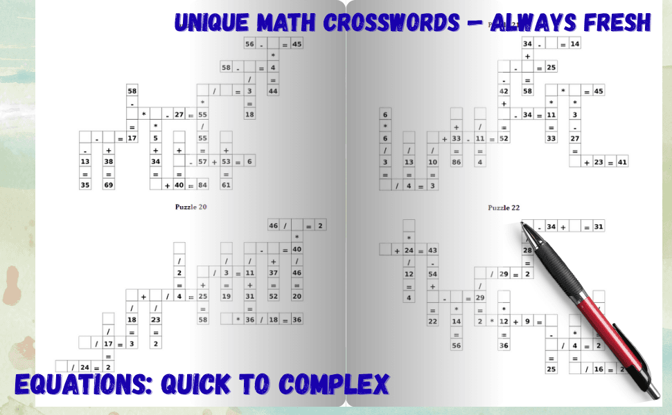 CrossMath – 200 Math Crossword Puzzles for Adults preview