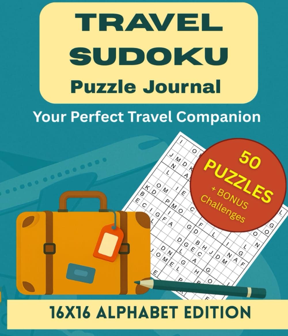 Travel Sudoku Puzzle Journal: 16×16 Alphabet Edition cover