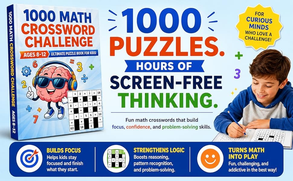 1000 Math Crossword Puzzles for Kids 8-12 preview