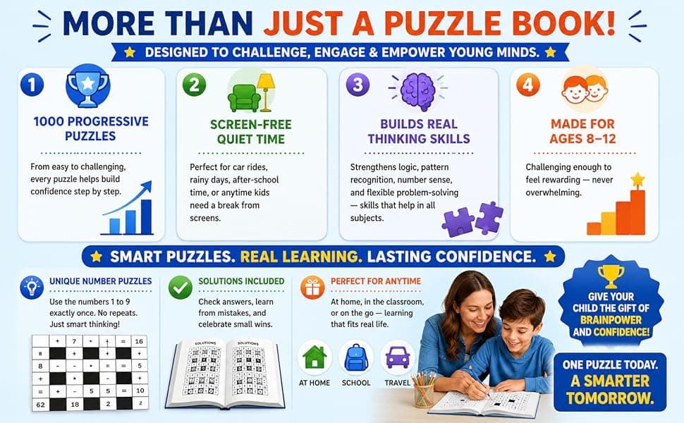 1000 Math Crossword Puzzles for Kids 8-12 preview