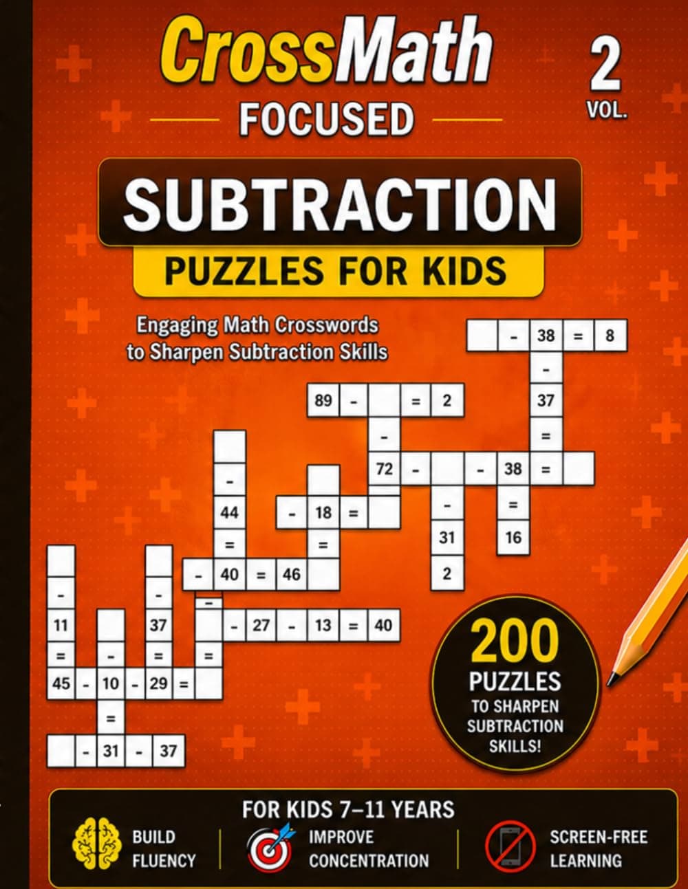 CrossMath Focused Vol. 2: Subtraction Puzzles for Kids cover