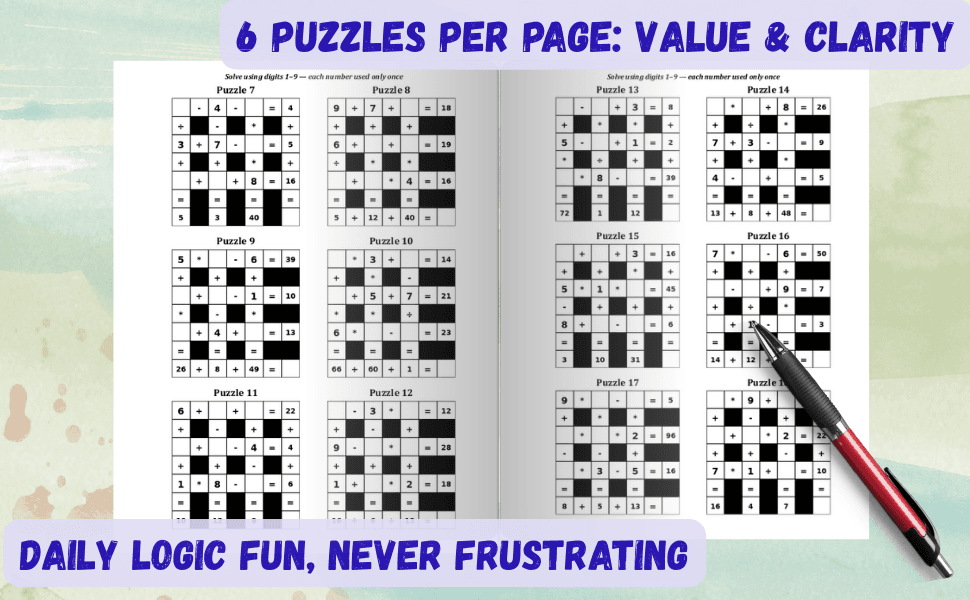 500 Large Print Math Crosswords for Seniors preview