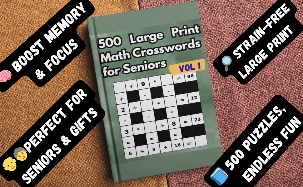 500 Large Print Math Crosswords for Seniors preview