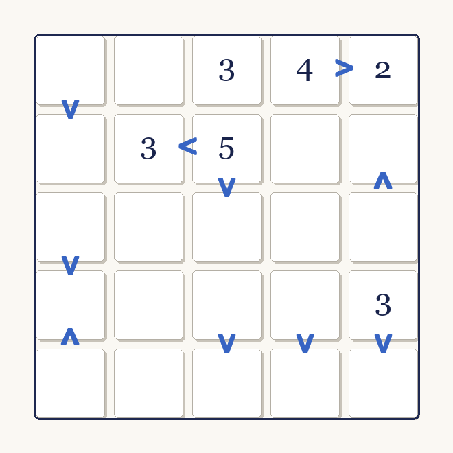 First 6x6 Futoshiki puzzle that sparked the obsession